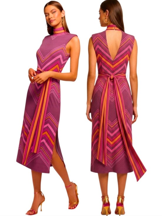 Ramy Brook Dresses & Skirts - RAMY BROOK Karolina Chevron Knit Midi Dress - Size L
